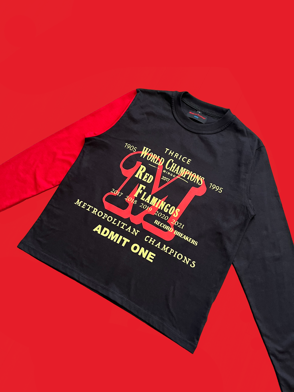 game ticket long sleeve tee. - black — mingo by domingo.
